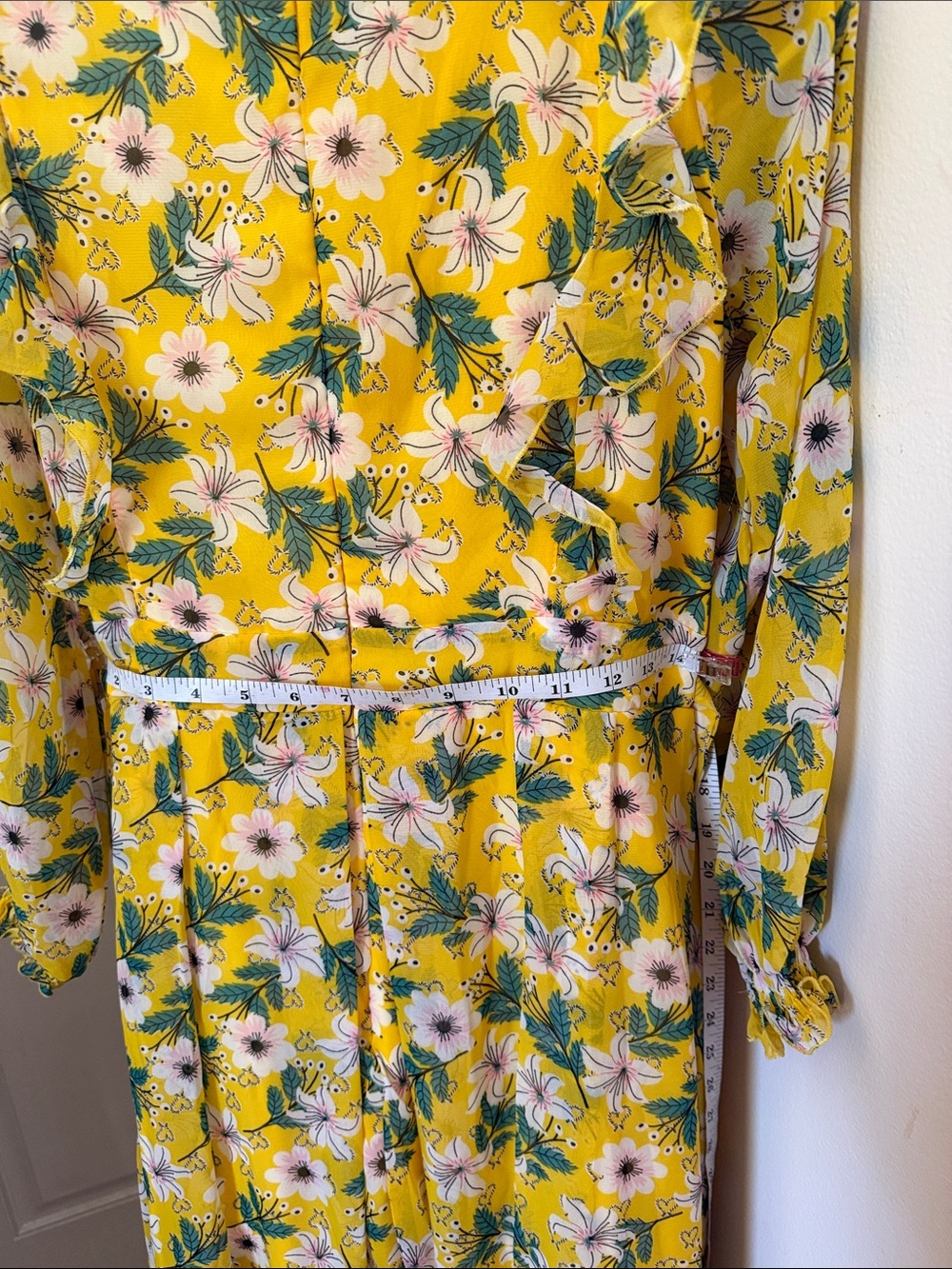 Yellow Floral Long Sleeve Midi Dress can fit s and m - Picture 7 of 7